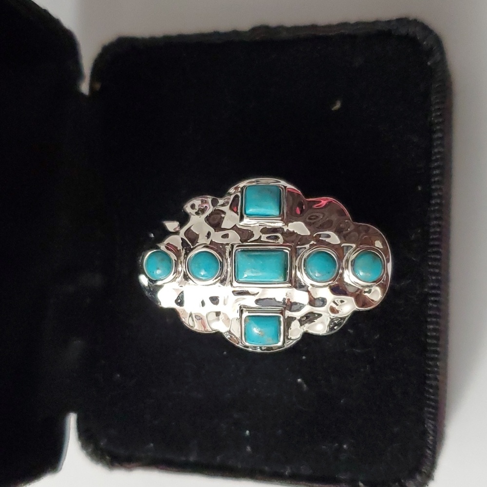 Sterling Silver 925 Turquoise Statement Ring - image 1